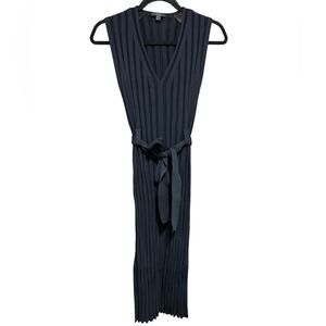 COS Navy Ribbed V-Neck Tie Dress Size X-Small